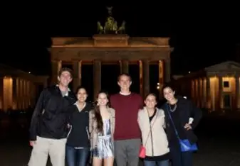 group of students in a plaza