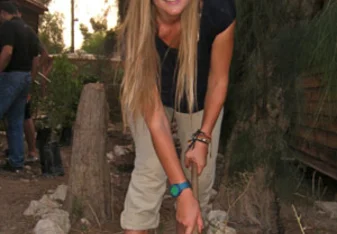 Volunteer digging outside in Jordan