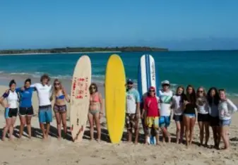 The whole gang takes a break at the beach