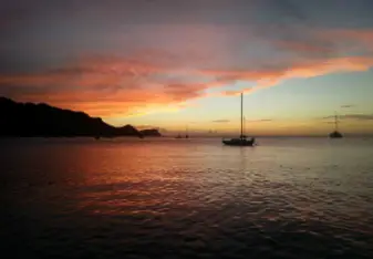 sunset on a boat