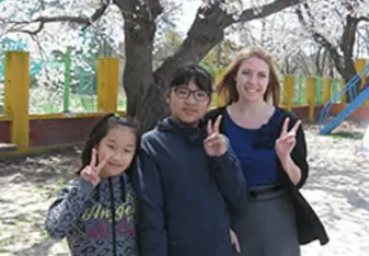 Erin with several of her students