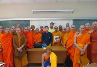 Mike with his class of monks