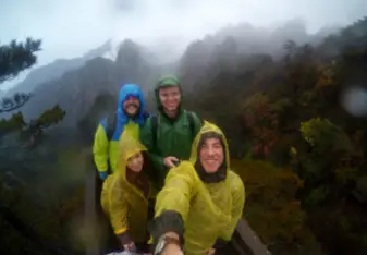 selfie while on a rainy hike