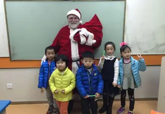 Santa with children in China