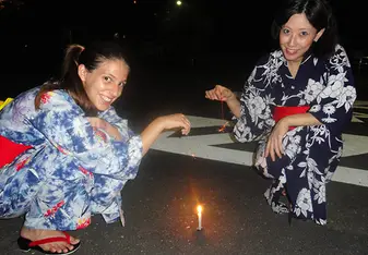 Ana wearing a traditional Japanese kimono during her study abroad in Japan