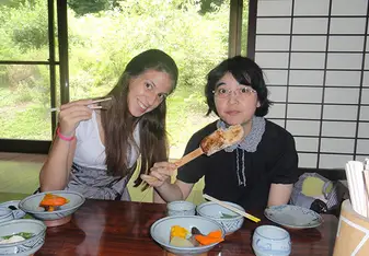 Ana indulging in some authentic Japanese cuisine!