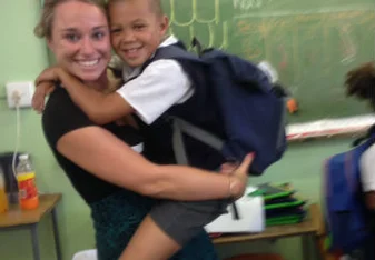 girl holding student