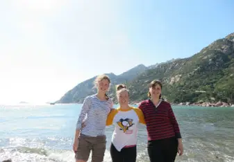 student on beach