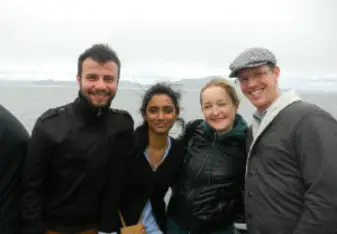 four interns on boat