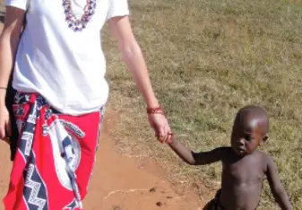 volunteer and child