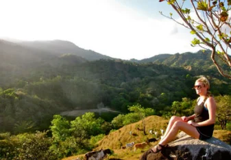 woman sitting on rock panama highlands