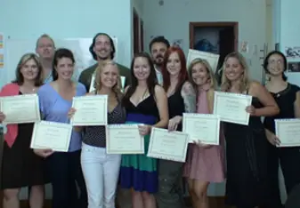TEFL in Greece students proudly holding their certifications!