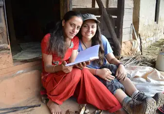 Sitting with teacher