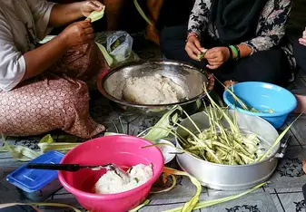 Ketupat making session before Hari Raya  