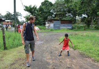 Walking down a dirt path in Costa Rica