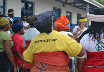 Group of people in motion in South Africa fighting for human rights.