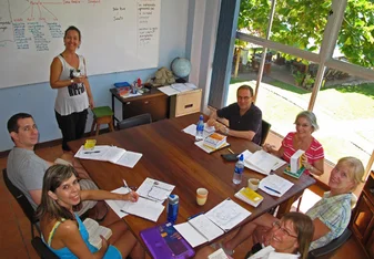 Spanish group classes on the beach, samara costa rica