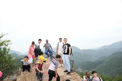 High school teens from language program in china going hiking 