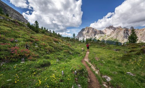 Person taking a photo while hiking