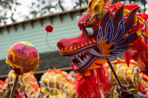 A lunar New Year parade dragon in Asia