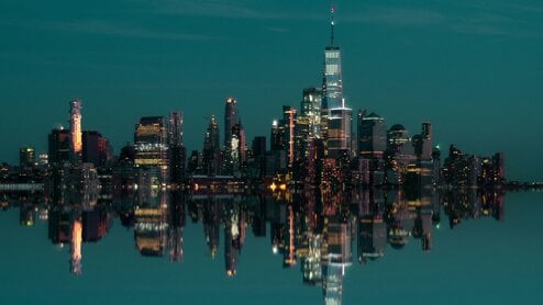 Manhattan reflection in the water
