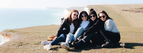 A group of friends on the coast