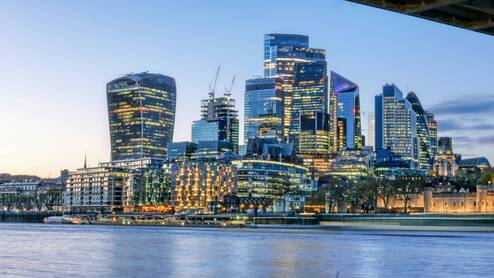 City of London skyline at dusk