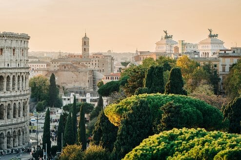 The Roman Colosseum and surrounding areas