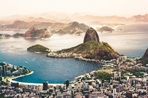 An aerial view of Rio de Janeiro in Brazil