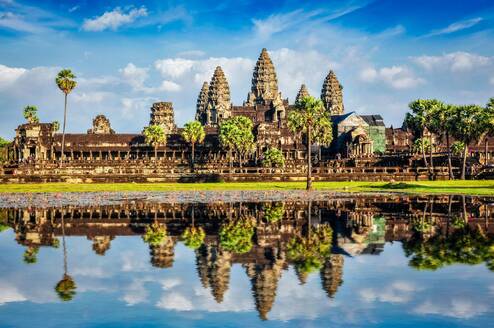 Angkor Wat reflected in the water 