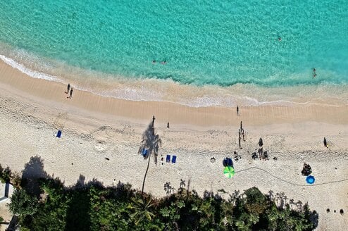 Aerial view of a beach in the British Virgin Islands