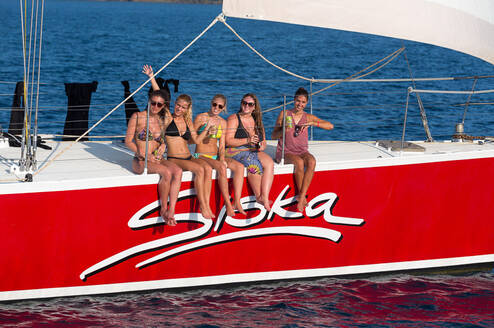 group on sailboat