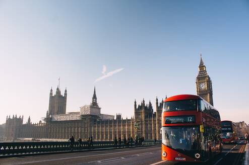 bus and big ben in london