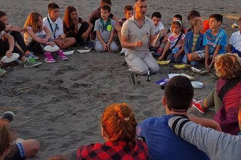 Outdoor classroom learning from volunteers for a variety of countries. 