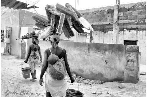 Woman and baby in township