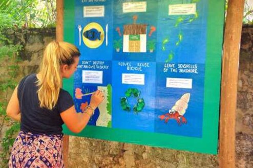 Volunteer on a Gap year program, taking part on community awareness and education