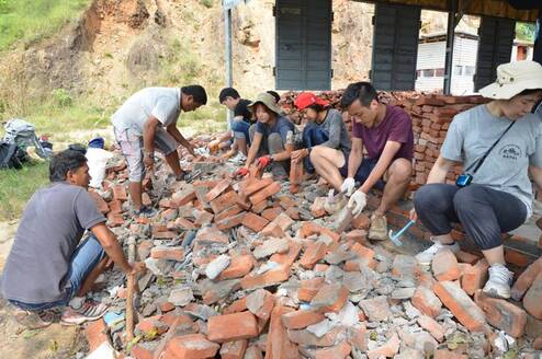 This is group project we remove bricks after the earthquake in Nepal and we reconstruct the school rooms in Nepal 