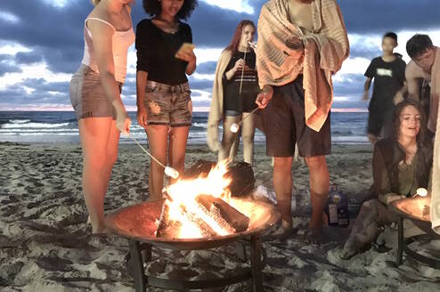 Students at campfire