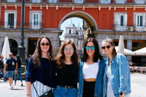 Students posing In Madrid.