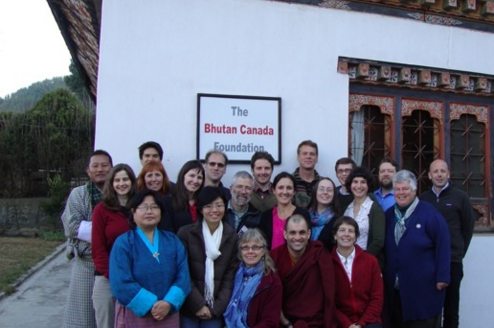 Group of people standing outside Bhutan Canada Foundation office