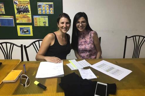 With teacher Eileen.