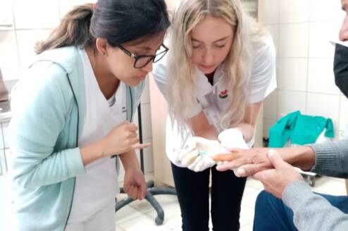 Learning about wound healing at a local hospital.