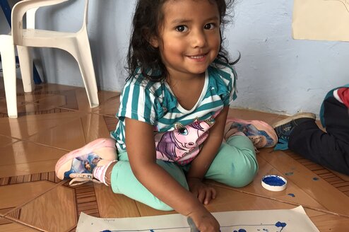 Finger painting in Ecuador