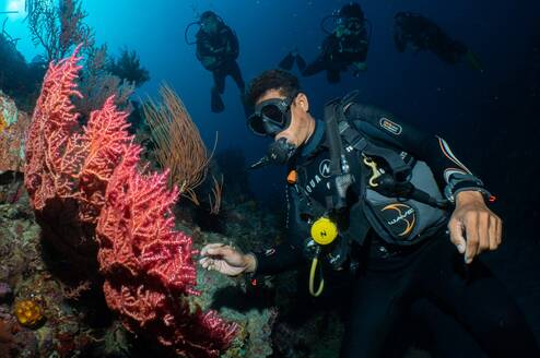 DM Ong showing his students the reef full of life