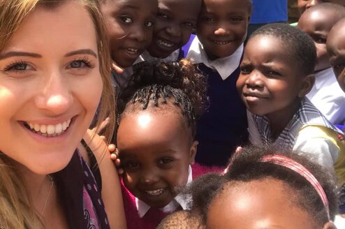 Farah from United Kingdom with our students, UCESCO Centre