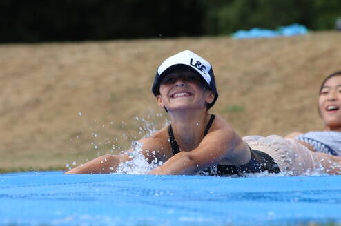 The famous waterslide at L&E World Camp UK