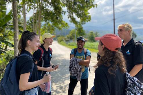 Team with interns on the road