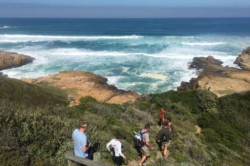 Marine Guide students on a walk at South Africa's coast