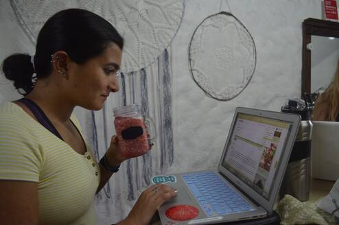 girl studying at desk on laptop