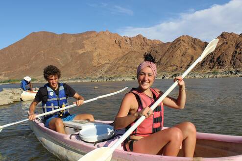 Students canoeing